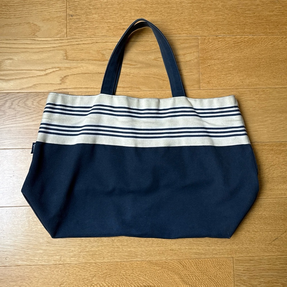 Cyrillus (French baby brand) Navy and Cream Striped Canvas Tote Bag